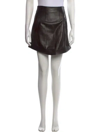 Pre-owned Veronica Beard Lamb Leather Mini Skirt In Black