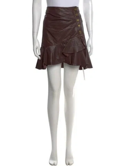 Pre-owned Veronica Beard Lamb Leather Mini Skirt In Brown
