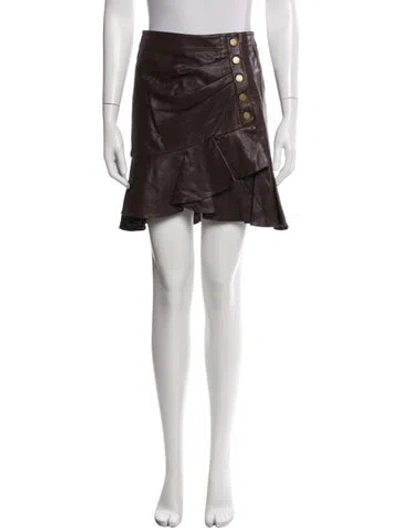 Pre-owned Veronica Beard Lamb Leather Mini Skirt In Brown