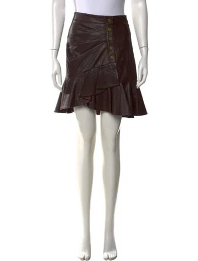 Pre-owned Veronica Beard Lamb Leather Mini Skirt In Brown