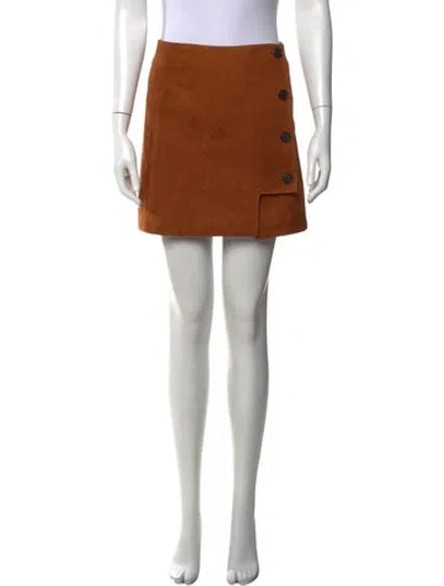 Pre-owned Veronica Beard Lamb Leather Mini Skirt In Brown