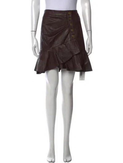Pre-owned Veronica Beard Lamb Leather Mini Skirt In Brown