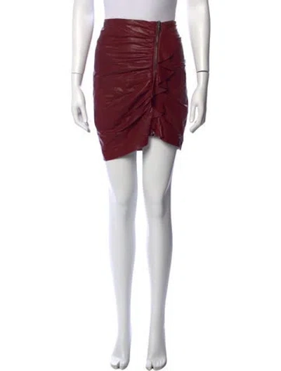 Pre-owned Veronica Beard Lamb Leather Mini Skirt In Burgundy