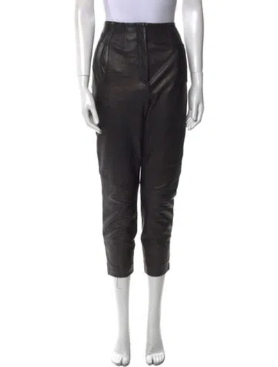 Pre-owned Veronica Beard Lamb Leather Skinny Leg Pants In Black