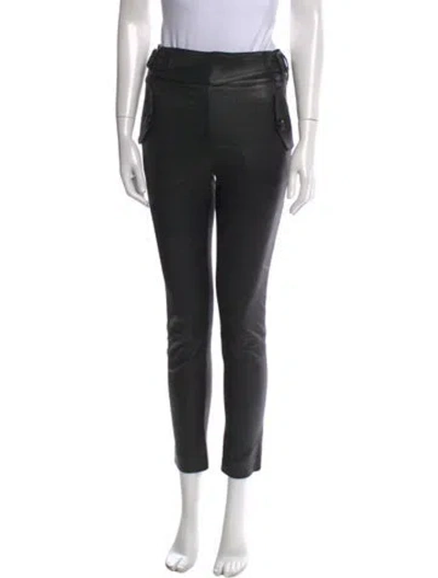 Pre-owned Veronica Beard Lamb Leather Skinny Leg Pants In Black