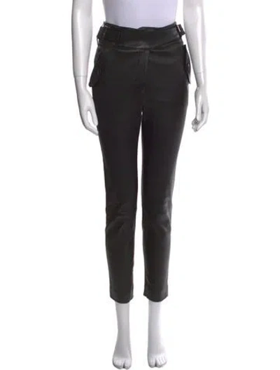 Pre-owned Veronica Beard Lamb Leather Skinny Leg Pants In Black
