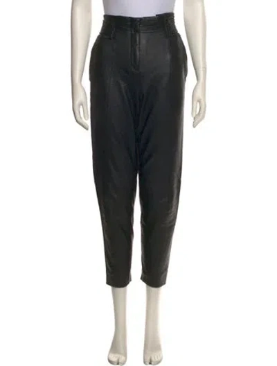 Pre-owned Veronica Beard Lamb Leather Skinny Leg Pants In Black
