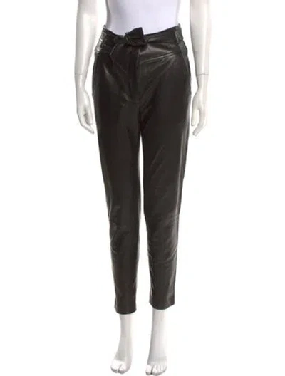 Pre-owned Veronica Beard Lamb Leather Skinny Leg Pants In Black