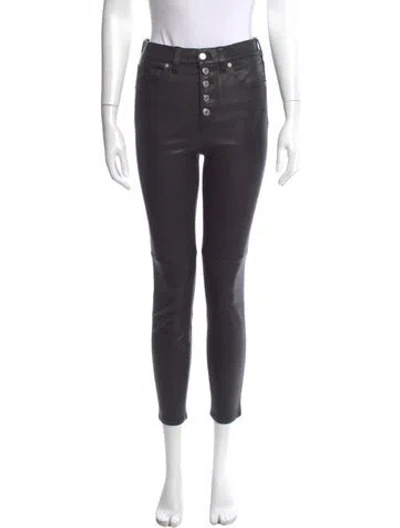 Pre-owned Veronica Beard Lamb Leather Skinny Leg Pants In Black