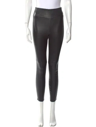 Pre-owned Veronica Beard Lamb Leather Skinny Leg Pants In Black