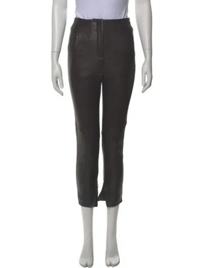 Pre-owned Veronica Beard Lamb Leather Skinny Leg Pants In Black