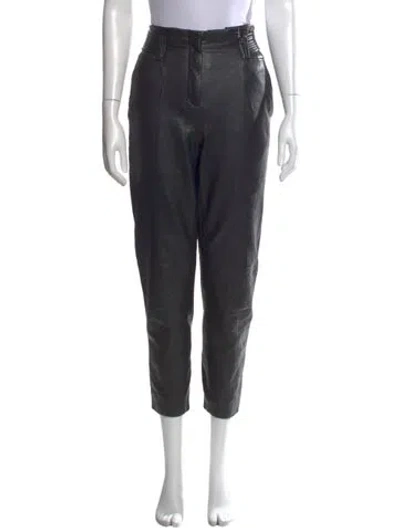 Pre-owned Veronica Beard Lamb Leather Skinny Leg Pants In Black