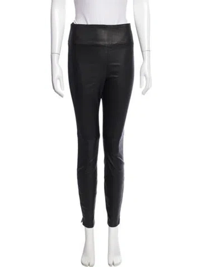 Pre-owned Veronica Beard Lamb Leather Skinny Leg Pants In Black