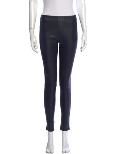 Pre-owned Veronica Beard Lamb Leather Skinny Leg Pants In Blue