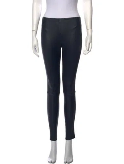 Pre-owned Veronica Beard Lamb Leather Skinny Leg Pants In Blue