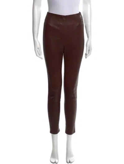 Pre-owned Veronica Beard Lamb Leather Skinny Leg Pants In Brown