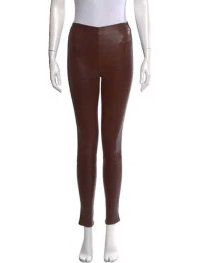 Pre-owned Veronica Beard Lamb Leather Skinny Leg Pants In Brown