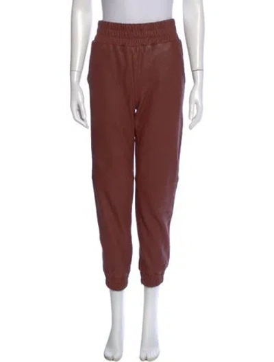 Pre-owned Veronica Beard Lamb Leather Skinny Leg Pants In Brown