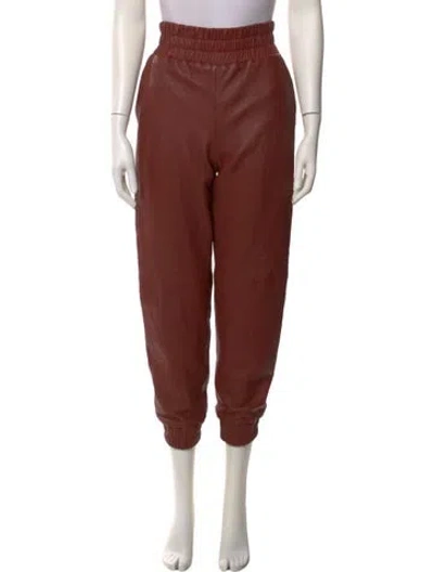 Pre-owned Veronica Beard Lamb Leather Skinny Leg Pants In Burgundy