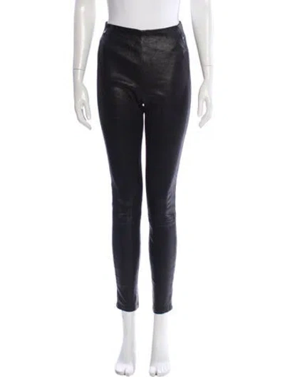 Pre-owned Veronica Beard Lamb Leather Skinny Leg Pants In Gray