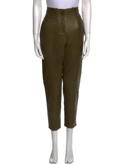 Pre-owned Veronica Beard Lamb Leather Skinny Leg Pants In Green