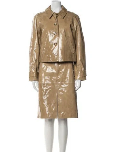 Pre-owned Veronica Beard Lamb Leather Skirt Set In Neutral