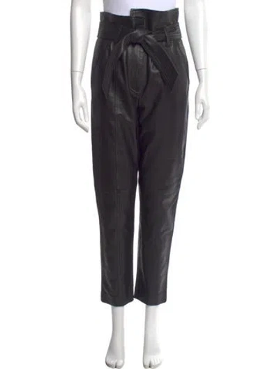 Pre-owned Veronica Beard Lamb Leather Straight Leg Pants In Black