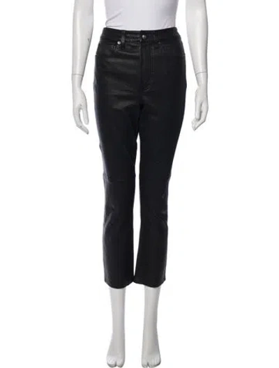Pre-owned Veronica Beard Lamb Leather Straight Leg Pants In Gray