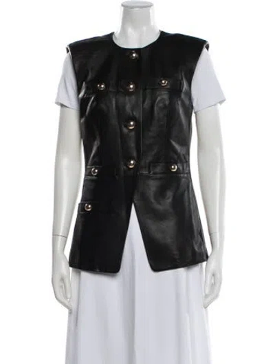 Pre-owned Veronica Beard Lamb Leather Vest In Black