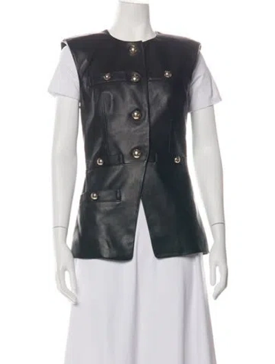 Pre-owned Veronica Beard Lamb Leather Vest In Black