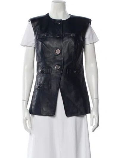 Pre-owned Veronica Beard Lamb Leather Vest In Blue