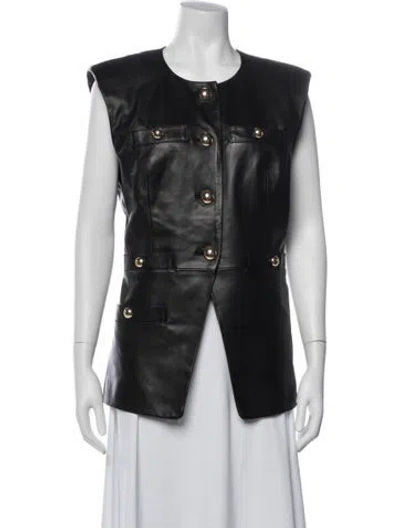 Pre-owned Veronica Beard Lamb Leather Vest In Blue