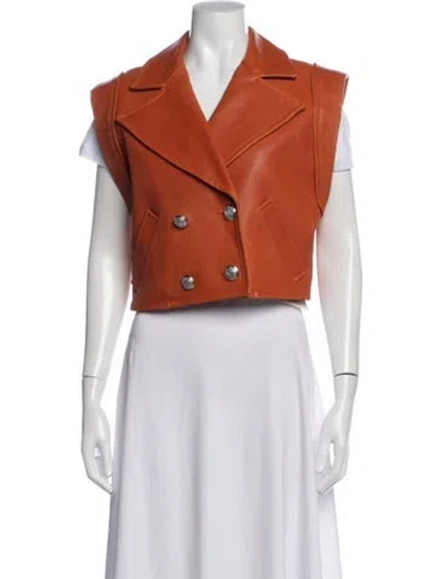 Pre-owned Veronica Beard Lamb Leather Vest In Brown