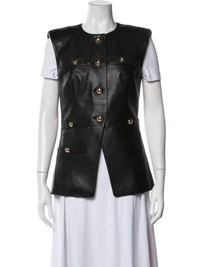 Pre-owned Veronica Beard Lamb Leather Vest W/ Tags In Black