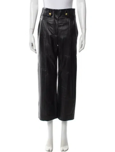 Pre-owned Veronica Beard Lamb Leather Wide Leg Pants In Black
