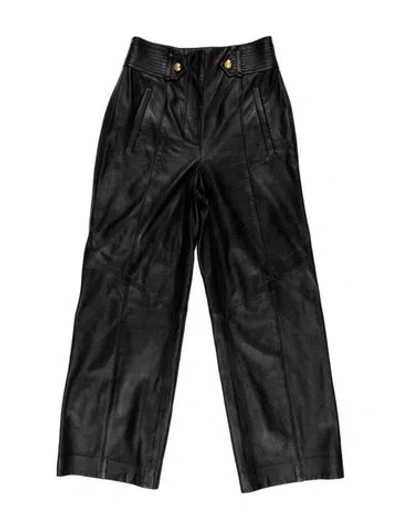 Pre-owned Veronica Beard Lamb Leather Wide Leg Pants In Black