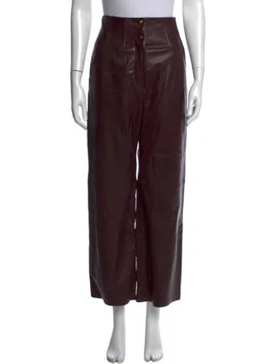 Pre-owned Veronica Beard Lamb Leather Wide Leg Pants In Brown