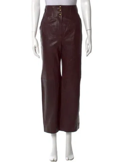 Pre-owned Veronica Beard Lamb Leather Wide Leg Pants In Purple