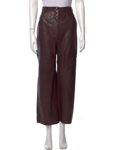 Pre-owned Veronica Beard Lamb Leather Wide Leg Pants W/ Tags In Brown