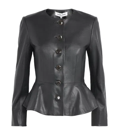 Veronica Beard Lambskin Quinn Peplum Jacket In Black