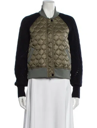 Pre-owned Veronica Beard Lambswool Colorblock Pattern Bomber Jacket In Multi