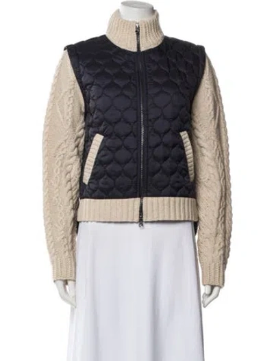 Pre-owned Veronica Beard Lambswool Colorblock Pattern Coat In Blue