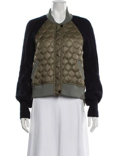 Pre-owned Veronica Beard Lambswool Printed Bomber Jacket In Green