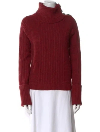 Pre-owned Veronica Beard Lambswool Turtleneck Sweater In Red