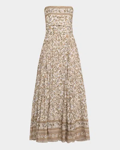 VERONICA BEARD LANA FLORAL STRAPLESS MAXI DRESS