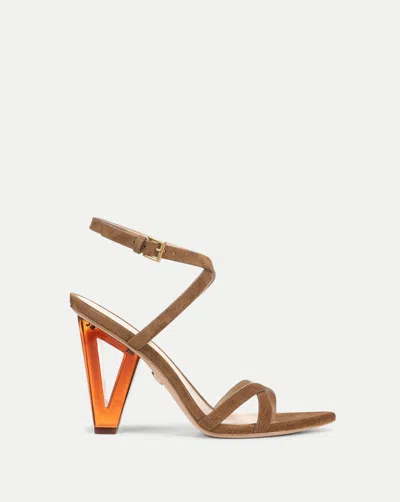 Veronica Beard Lanaya Suede Ankle-wrap Sandal In Brown