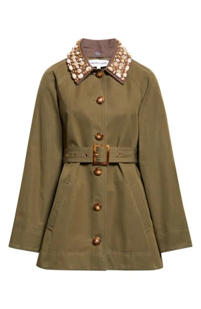 Veronica Beard Langham Waxed Belted Dickey Coat With Removable Collar In Brown