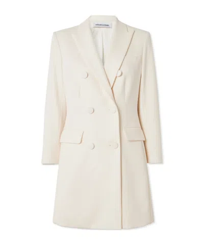 Veronica Beard Elianna Double-breasted Crepe Mini Dress In Off-white