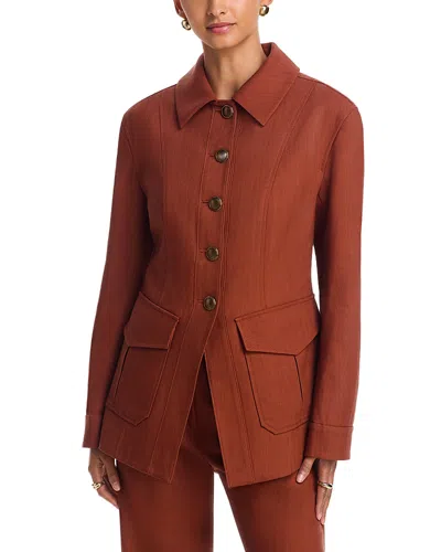 Veronica Beard Laramie Dickey Point Collar Jacket In Brown