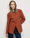 Veronica Beard Laramie Removable-collar Dickey Jacket In Rust